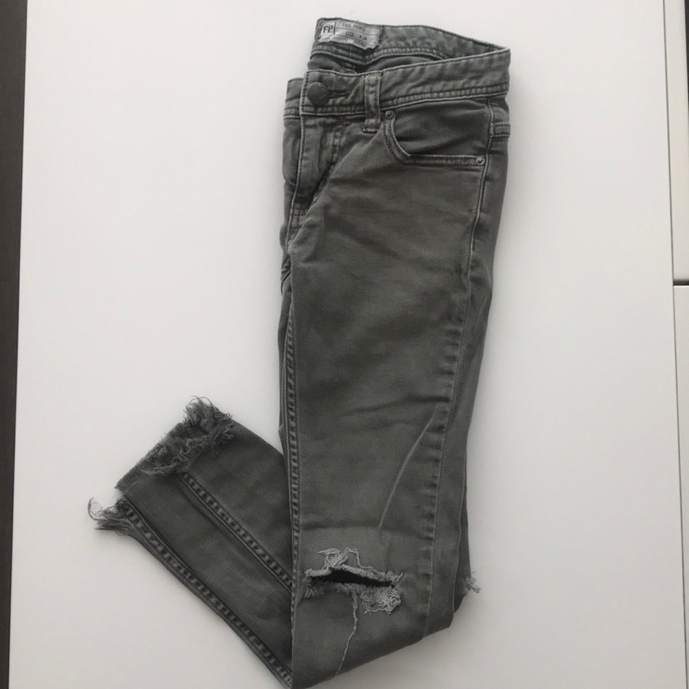 Free People Olive Cropped Jeans